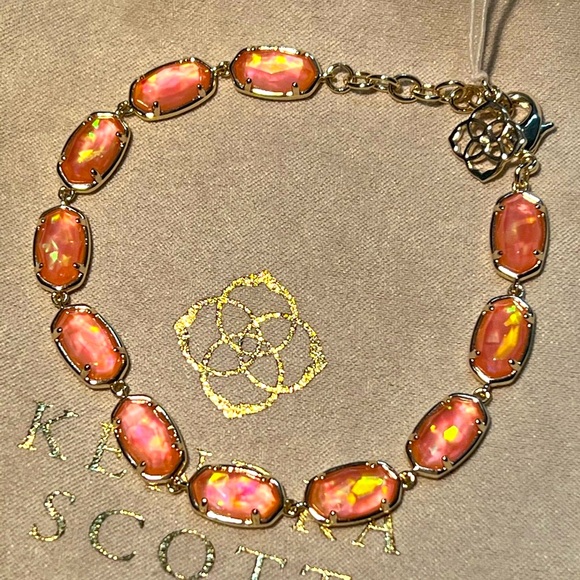 NWT Kendra Scott RARE & Retired Grayson Bracelet Iridescent Coral Illusion Gold! - Picture 3 of 16